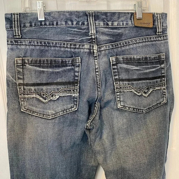 Flypaper Jeans Boot Cut Dark Washed Cotton Blue Pockets Mens Size W34xL32 - Picture 8 of 9